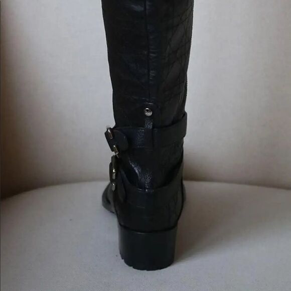 Christian Dior quilted leather over-the-knee cannage riding biker boots - Picture 5 of 9